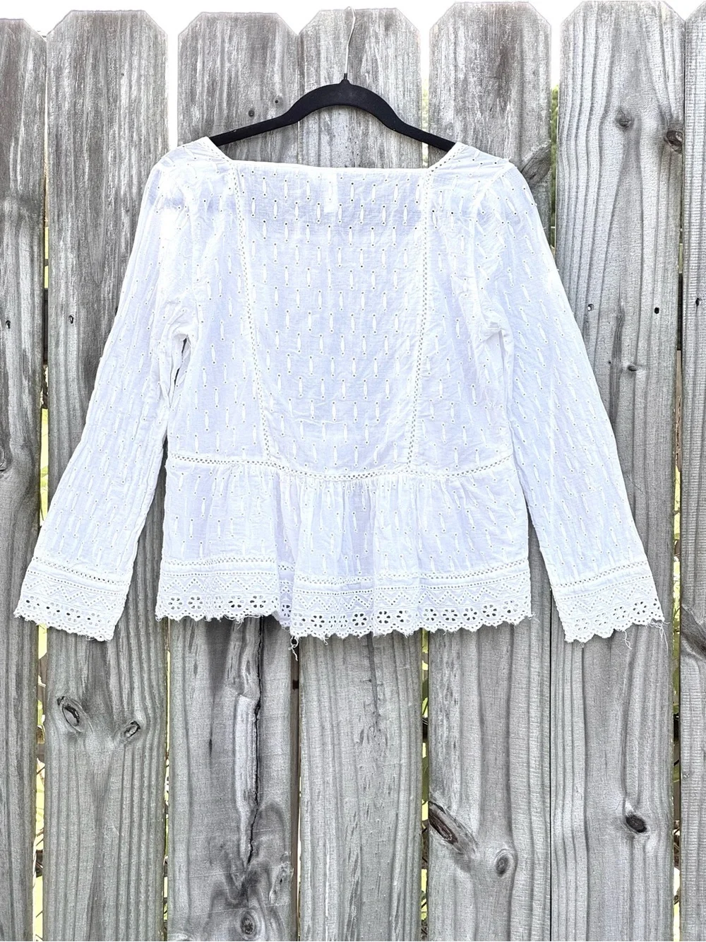 Meadow Rue Anthropologie Cottagecore boho white eyelet peasant blouse size 4